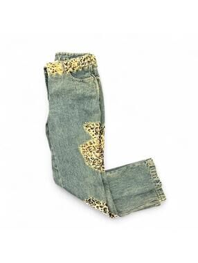 Y2K vintage cheetah print patch jeans